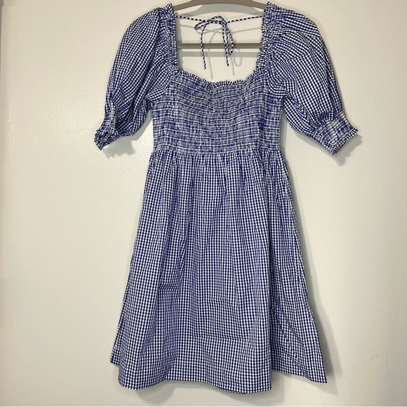 Hill House The Nap Dress Picnic White and Blue Plaid Sz Small - Picture 3 of 3